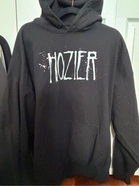 Gildan Black Hoodie Sweater with White 'HOZIER' Graphic
